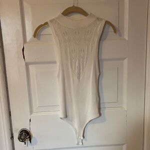 Free People Cream Knit Sleeveless Bodysuit